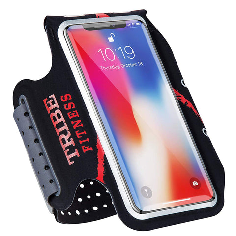 TRIBE Premium 100% Lycra Running Armband & Phone Holder in Black and Red for Medium Sized Smartphones - Tribe Fitness
