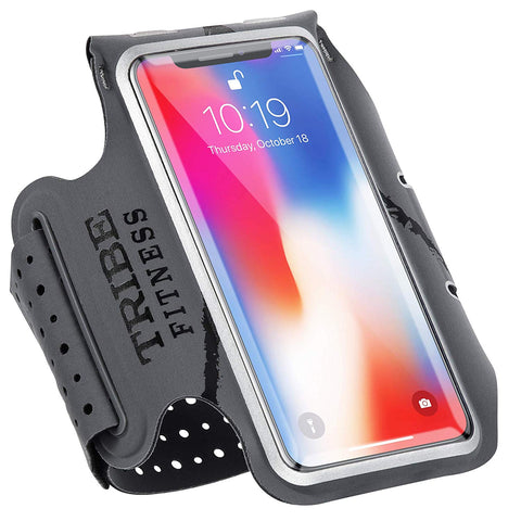 TRIBE Premium 100% Lycra Running Armband & Phone Holder in Grey for Smaller Sized Smartphones - Tribe Fitness
