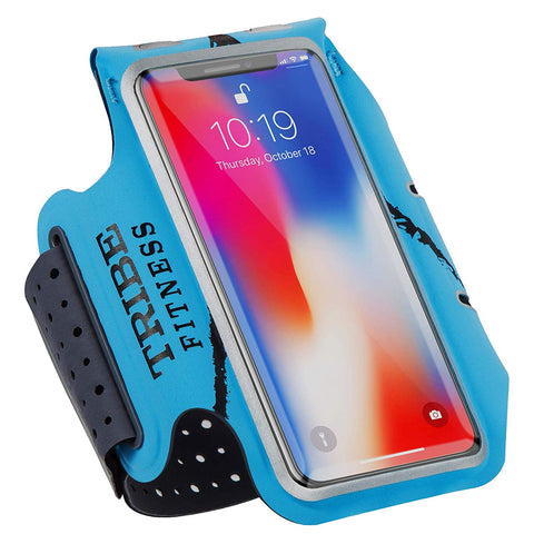 TRIBE Premium 100% Lycra Running Armband & Phone Holder in Light Blue for Larger Sized Smartphones - Tribe Fitness