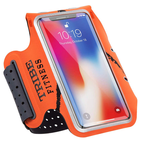 TRIBE Premium 100% Lycra Running Armband & Phone Holder in Orange for Larger Sized Smartphones - Tribe Fitness